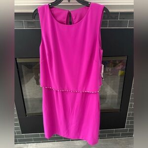 NWT Laundry by Shelli Segal Cocktail Dress in Shocking Pink w/ Studs - Size 8
